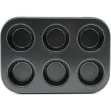 TeknoKapsül 6 Gözlü Metal - Siyah Düz Muffin - Kek Kalıp (5643)