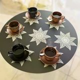 TeknoKapsül 6 lı Dantel Kahve Sunumluğu 15x15 cm Asorti Desenli Bardak Altlığı Türk Kahvesi Fincan Sunum Seti BZ-CKH782