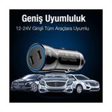TeknoKapsül 60W Turbo Araç Şarjı 2 Type-C Girişli Şarj Akım Korumalı Araç Çakmaklık Şarjı 12V-24V Araç Şarj - 001-Renkli