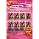 TeknoKapsül 6’lı 12 Paket Karışık Renkli Havlu Saç Tokası Yumuşak Elastik Dayanıklı Lastik Toka Seti