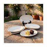 TeknoKapsül 6'lı Porselen Küçük Boy Oval Tabak Seti - Minimalist Beyaz Sunum Tabağı Kahvaltılık Mezelik Sosl