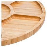 TeknoKapsül 7 Bölmeli Servis Tabağı, 12" Bambu Parti Meze Tepsisi, Atıştırmalıklar, Meyveler, Sebzeler Için 7 B