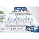 TeknoKapsül 7 Numara Hacamat Kupası 20 Adet Vakumlu Kupa Bardak Dayanıklı Plastik Manuel Hacamat Kabı Seti - Seçenek