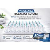 TeknoKapsül 7 Numara Hacamat Kupası 50 Adet Vakumlu Kupa Bardak Dayanıklı Plastik Manuel Hacamat Kabı Seti