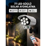 TeknoKapsül 77 Led'li Güneş Enerjili Güvenlik Lambası ve Kukla Kamera – Hareket Sensörlü 2400MAH Pilli