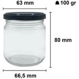 TeknoKapsül 8 Adet 210 ml Metal Siyah Konserve Kapaklı Mama Yoğurt Saklama 210 cc Şeffaf Cam Kavanoz