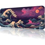 TeknoKapsül 8 Farklı Desenli Baskılı Model Black Deer Xxl Gaming Mouse Pad 90X40 cm – Dikişli Kenar, Kaymaz Taban, Dijital Tasarım, Hassas Takip, Ultra Geniş Oyuncu Mousepad (Japon Dalgası 90X40 Cm)