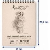 TeknoKapsül A4 Eskiz Defteri, Ince Grenli, Kolay Silinebilir Ph Nötr Kağıt, Spiralli Book, 90 G/m², 40 Yaprak,