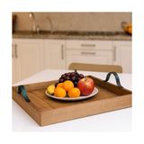TeknoKapsül Ahşap Servis Sunum Tepsisi Ceviz Renk - 60X60 cm