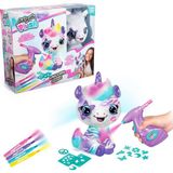 TeknoKapsül Airbrush Plush Tek Boynuzlu At Süslemeli + Üzeri, 4 Yıkamalı Tebeşir Kalemi, Akülü Hava Fırçası, 100+ Çıkartma Şablonu. 6 Yaş ve Üzeri Için, Beyaz