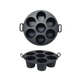 TeknoKapsül Airfryer Silikon Kek Pişirme Kalıbı 7 Bölmeli, Silikon Cupcake Kek Pişirme Kabı Air Fryer Muffin Fırın Kalıbı (1 Adet Siyah - 20 Cm)