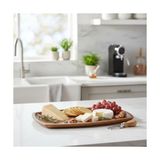 TeknoKapsül Akasya Ağacı Kayık Sunum Tepsisi (33X20 Cm) | Ahşap Servis ve Kahve Tepsisi | Peynir, Şarküteri ve Dekoratif Banyo/masaüstü Organizeri - Kestane Akaju - Option-1