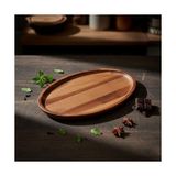 TeknoKapsül Akasya Ağacı Oval Sunum Tabağı (28X18 Cm) | Yükseltilmiş Kenarlı Doğal Ahşap Servis Tepsisi | Kahve
