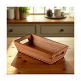 TeknoKapsül Akasya Ağacından Ekmek Sepeti - Doğal Ahşap Ekmeklik, Şık Ekmek Sunumluk (23X13X7CM) - Kahvaltı ve Sofralar Için Servis Sepeti - Kestane Akaju - Option-1
