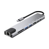 TeknoKapsül AL-C80 Type-C 8ın1 Çevirici Adaptör 4K HDMI + 2port USB 3.0 + RJ45 Gbit+ Sd Micro Kart