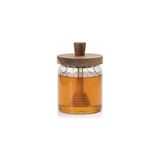 TeknoKapsül Amberhaus 450 ml Akasya Ahşap Kapaklı Kaşıklı Cam Bal Kavanozu - Vakumlu Kahvaltılık Bal, Reçel