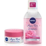 TeknoKapsül Aqua Gül Suyu Çift Fazlı Micellar Makyaj Temizleme Suyu 400ML Nemlendirici Jel Krem 50ML