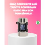 TeknoKapsül Araç Hava Pompası ve Akü Takviye Powerbank 12.000 mAh Çok Fonksiyonlu LS-XUCZZZRT603ARAPOMPASI-3434