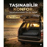 TeknoKapsül Araç Içi Şişme Yatak Araba Kamp Yatağı Çanta Elektrikli Pompa Tamir Kiti Yastıklı Yatak Seti