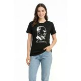 TeknoKapsül Atatürk Baskılı Tişört Kısa Kollu Bisiklet Yaka T-Shirt - Siyah - Siyah / L MY-187656