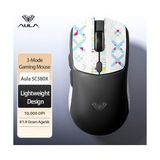 TeknoKapsül Aula SC580X Lightweight PAW3395 Sensor 10000 Dpı 1000Hz Kablolu ve Kablosuz Gaming Oyuncu Mouse Siyah - Option-1 - 001-Renkli