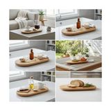 TeknoKapsül Ayaklı Bambu Sunum Tabakları, Ayaklı Bambu Sunumluk, Kek, Börek, Çörek ve Çikolata Sunum Tepsisi Yuvarlak Kenarlı Oval Sunumluk (32XM*12CM*1,5CM) - Option-1 - 51R-Turuncu