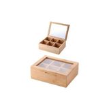 TeknoKapsül Bambu 6 Bölmeli Çay Kutusu -%100 Orjinal Bambu Mıknatıslı Kapak 21X16,5 X7CM - 0 Siyah - Option-1