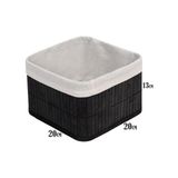 TeknoKapsül Bambu Çok Amaçlı Saklama Kutusu Düzenleyici Kare Organizer, Dekoratif Bambu Düzenleyici Siyah (20X20X13CM) - -50 C