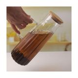 TeknoKapsül Bambu Kapaklı Borosilikat Cam Yağdanlık ve Sürahi | 1000ML (11X26CM) Çok Amaçlı Içecek ve Sıvı Gıda Saklama - 0 - Siyah - Option-1