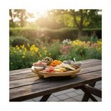 TeknoKapsül Bambu Top Ayaklı Yuvarlak Sunumluk – 25CM Çap Seçenekli Doğal Ahşap Servis Tabağı | Peynir, Meze, Kek Standı, Kahvaltı ve Charcuterie Board | Yükseltilmiş Masaüstü Tepsi (25 Cm) - Kestane Akaju - Option-1
