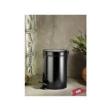 TeknoKapsül Banyo Tuvalet Balkon Mutfak, Siyah Renkli Pedallı Metal Çöp Kovası 5 Litre - 000-Siyah - Option-1
