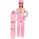 TeknoKapsül Barbie Pembe Kayak Montu, Pantolonu, Botları ve Renk Değiştiren Snowboard Dahil 10'dan Fazla Aksesuarıyla Barbie Kariyer Bebekleri Snowboard Sporcusu Bebek, JKF78