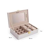 TeknoKapsül Bej Kadife Mücevher Organizer Takı Kutusu Düzenleyici | Aynalı, Bölmeli, Şık Takı Saklama Kutusu, Kadife Kaplama 25×16×7 cm - 001-Renkli - Option-1