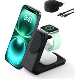 TeknoKapsül Belkin Ultracharge Magsafe Uyumlu 3’ü 1 Arada Qi2 25W Kablosuz Şarj Cihazı, iPhone 17, Apple Watch, Airpods, Pixelsnap, Dönüştürülebilir Masaüstü Standı, 45W Adaptör, Siyah