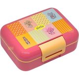 TeknoKapsül Bento 1600ML Lunchbox Sevimli Kedi Desenli Tek Katlı 2 Bölmeli Pp Plastik Sefer Tası Yemek Kutusu - Kestane Akaju - Option-1