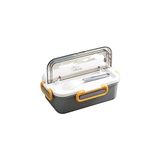 TeknoKapsül Bento 900ML Lunchbox 1 Katlı 3 Bölmeli Çelik Sefer Tası Yemek Kutusu (Gri) - Kestane Akaju - Option-1