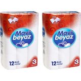 TeknoKapsül Beyaz Kağıt Havlu, 12'li Rulo, 2 Paket, Toplam 24 Rulo