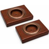 TeknoKapsül Bfastore El Yapımı Ahşap Tealight Mumluk Seti, Dekoratif Tasarım, 2 Adet, 9X7X1,5 Cm, Renk Seçenekli (Koyu Maun Mumluk + Antik Renkli Hazne)