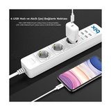 TeknoKapsül Bix Bp-01 Yüksek Akım Korumalı Hızlı Şarj Özellikli 4 USB Bağlantı Noktası 3'lü Priz Paneli Amazon Alexa & Uyumlu Uzaktan Kontrol, Sesli Komut Özellikli Ev, Ofis Için Akıllı Priz - 1 Adet - Ahşap