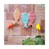 TeknoKapsül Bodrum Balık Dekoratif Duvar Süsü, Çizgili Balık, Turuncu, Kırmızı, 3'lü Set