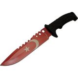 TeknoKapsül Bora Ayyıldız MF011 Rd Kırmızı Bıçağı 31CM - Testere Detaylı Bıçak, Kılıflı, Plastik Sap