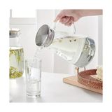 TeknoKapsül Borosilikat Cam Sürahi | Süzgeçli Paslanmaz Çelik Kapaklı, Dayanıklı Soğuk & Içecek Servis Sürahisi (1800 Ml) | Detoks Içecek Sürahisi Soğuk ve Içecekler Için - 1BW-Beyaz - --