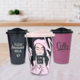 TeknoKapsül BUFFER® 3 Adet Kahve Bardağı Seti Dekoratif Plastik Kahve Muhafaza Bardağı YTJJ07YT1896