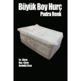 TeknoKapsül Çeyizlik Büyük Tek Hurç Çiçekli, Kadife Tek Hurç Çeyizlik Dantelli Hurç, Pudra Büyük Boy Hurç