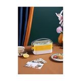 TeknoKapsül Çift Katmanlı Paslanmaz Çelik Beslenme KABI-1400 ml (Çatallı Kaşık) Beslenme Kutusu (Sarı)