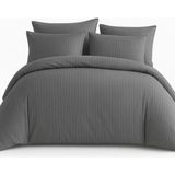 TeknoKapsül Çift Kişilik Çizgili Saten Nevresim TAKIMI%100 Pamuk 200X220 - Yumuşak Dokulu Lüks Nevresim Takımı - 4 Parça - Nevresim 200X220 Cm, Çarşaf 240X260 Cm, Yastık Kılıfı 50X70 cm (2 Adet)