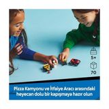TeknoKapsül City Pizza Arabası Itfaiye Kamyonuna Karşı Yarış Arabası Paketi 60458-5 Yaş ve Üzeri Çocuklar Için Yaratıcı Oyuncak Yapım Seti, Doğum Günü Hediyesi (70 Parça) - Option-1