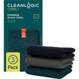 TeknoKapsül Cleanlogic Vücut Peeling Bezi, Esnek Spor Peeling Banyo ve Duş Bezleri Egzersiz Sonrası Temizlik, Günlük Cilt Bakımı Aleti, 3 Adet Değer Paketi