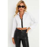 TeknoKapsül Cool & Sexy Kadın Beyaz Kısa Ceket CNG115 - Standart - Gri