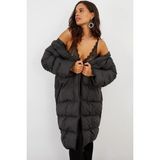 TeknoKapsül Cool & Sexy Kadın Siyah Kapüşonlu Şişme Uzun Mont MX06 - Yeşil